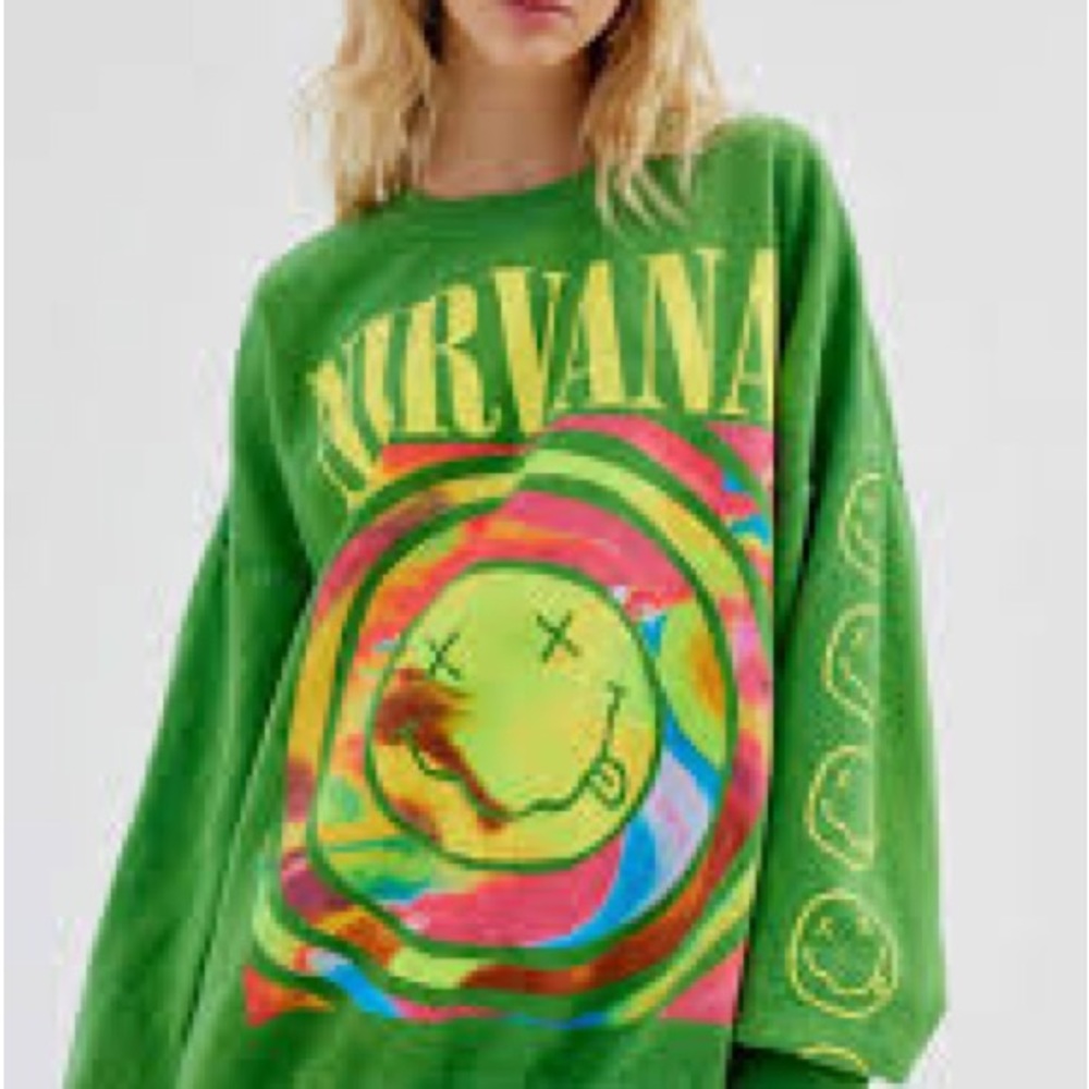 UO GREEN NIRVANA SWEATSHIRT